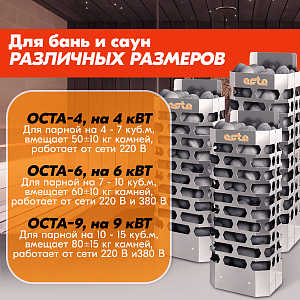 Электрическая каменка СТЭН ЭКМ 6 Octa steel 